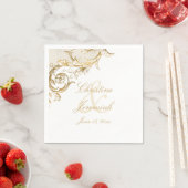  Gold Floral Damask Script Names Wedding Servet (Insitu)