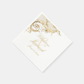  Gold Floral Damask Script Names Wedding Servet (Hoek)