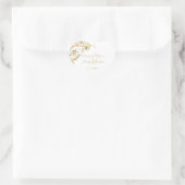  Gold Floral Damask Script White Wedding Hart Sticker (Tas)