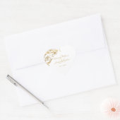  Gold Floral Damask Script White Wedding Hart Sticker (Envelop)
