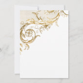  Gold Floral Damask Script White Wedding Kaart (Achterkant)