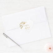  Gold Floral Damask Script White Weduwschap Hij Hart Sticker (Envelop)