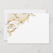  Gold Floral Damask White Matron of Honor Kaart (Achterkant)