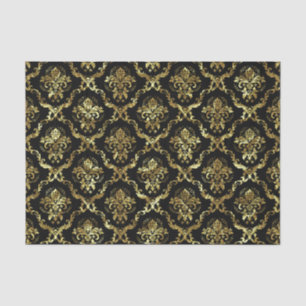 Gold Floral-Damasking 3 en aangepaste zwarte achte Tissuepapier