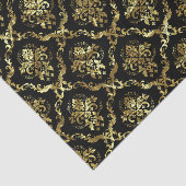Gold Floral-Damasking 3 en aangepaste zwarte achte Tissuepapier (Detail)