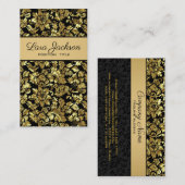 Gold Floral DamasVisitekaartje Visitekaartje (Voorkant / Achterkant)