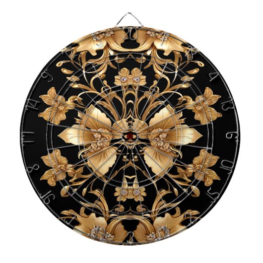 Gold Floral Dartboard Dartbord (Voorkant)