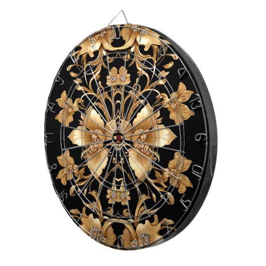Gold Floral Dartboard Dartbord (Voorkant Rechts)