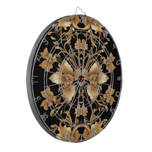 Gold Floral Dartboard Dartbord (Voorkant Links)