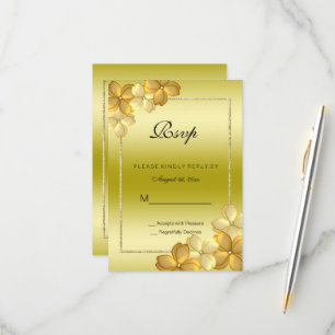 Gold Floral Decoration & Glitter 60th Birthday RS RSVP Kaartje
