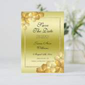 Gold Floral Decoration & Glitter 60th Birthday Save The Date (Staand voorkant)