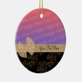 Gold Floral Design Ribbon Photo Ornament (Rechts)