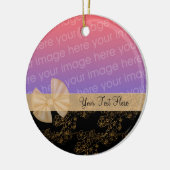 Gold Floral Design Ribbon Photo Ornament (Links)