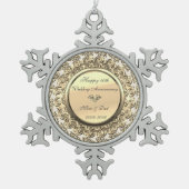 Gold Floral Diamond 50th Wedding Jubileum Tin Sneeuwvlok Ornament (Voorkant)