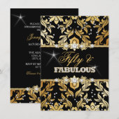 Gold Floral Diamond Damask 50 en Fabulous Kaart (Voorkant / Achterkant)