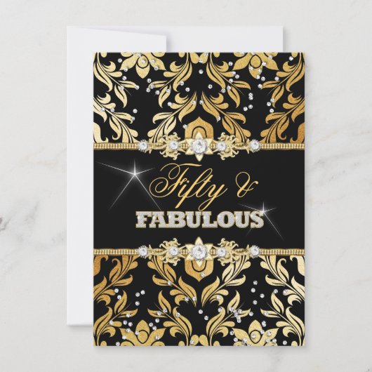 Gold Floral Diamond Damask 50 en Fabulous Kaart (Voorkant)