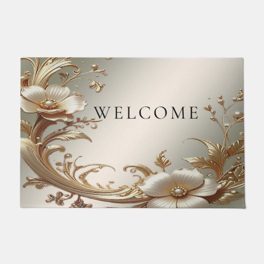 Gold Floral Doormat Deurmat (Voorkant)