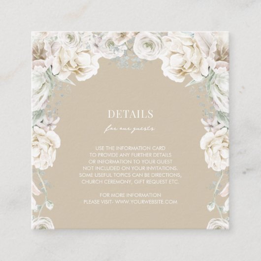Gold Floral Dream Wedding Details Informatiekaartje (Voorkant)