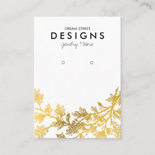 Gold Floral Earring Display Card Visitekaartje