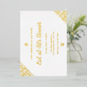 Gold Floral Eid al-Fitr Folie Uitnodiging (Staand Voorkant)