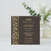Gold Floral Elegance 50th Wedding Jubileum Kaart (Staand voorkant)