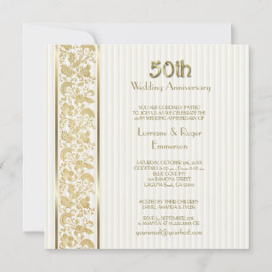 Gold Floral Elegance 50th Wedding Jubileum Kaart