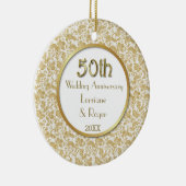 Gold Floral Elegance 50th Wedding Jubileum Keramisch Ornament (Rechts)