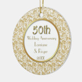 Gold Floral Elegance 50th Wedding Jubileum Keramisch Ornament (Links)