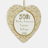 Gold Floral Elegance 50th Wedding Jubileum Keramisch Ornament (Rechts)