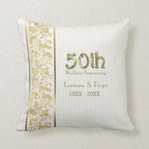 Gold Floral Elegance 50th Wedding Jubileum Kussen
