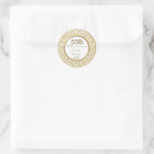 Gold Floral Elegance 50th Wedding Jubileum Ronde Sticker (Tas)