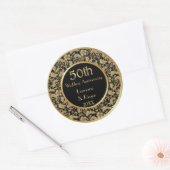 Gold Floral Elegance 50th Wedding Jubileum Ronde Sticker (Envelop)