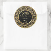 Gold Floral Elegance 50th Wedding Jubileum Ronde Sticker (Tas)