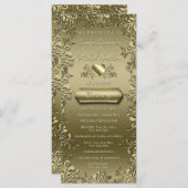 Gold Floral Elegant barokke kunst Programmakaart (Voorkant / Achterkant)
