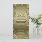 Gold Floral Elegant barokke kunst Programmakaart (Staand voorkant)
