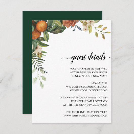 Gold Floral | Elegant Eucalyptus Greenery Informatiekaartje (Voorkant / Achterkant)