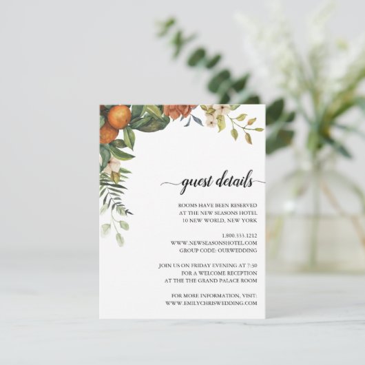 Gold Floral | Elegant Eucalyptus Greenery Informatiekaartje (Staand voorkant)