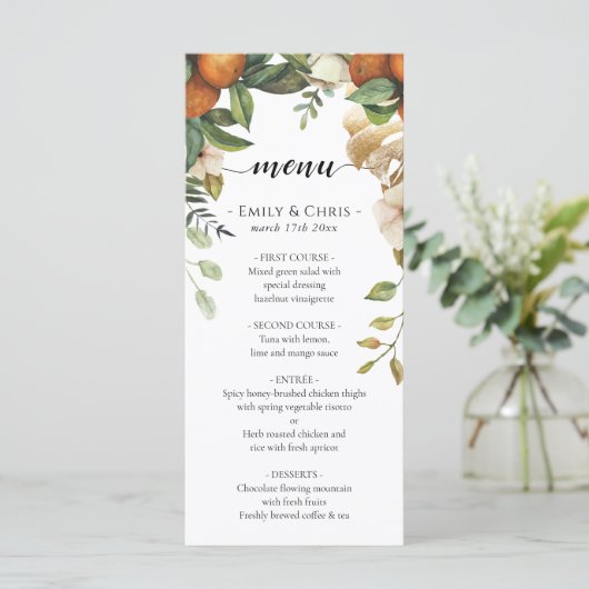 Gold Floral | Elegant Eucalyptus Greenery Menu (Staand voorkant)