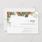 Gold Floral Elegant Eucalyptus Greenery RSVP Kaartje (Voorkant)