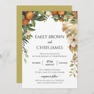 Gold Floral   Elegant Eucalyptus Greenery Wedding Kaart