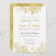 Gold Floral Elegant Wedding Invitation