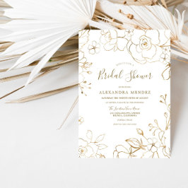 Gold Floral Elegant White Modern Vrijgezellenfeest Kaart