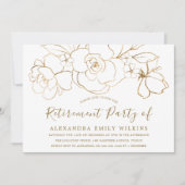 Gold Floral Elegant Work Retirement Party Kaart (Voorkant)