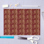 Gold Floral Elephant Pattern op Dark Red Tissuepapier (Craft)