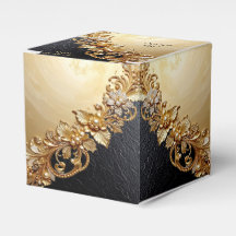 Gold Floral Embellishments Favor Box