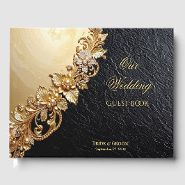 Gold Floral Embellishments Guest Book Gastenboek