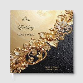 Gold Floral Embellishments Guest Book Gastenboek