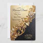 Gold Floral Embellishments Rehearsal Dinner Kaart (Voorkant)