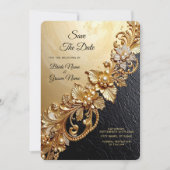 Gold Floral Embellishments Save The Date (Voorkant)
