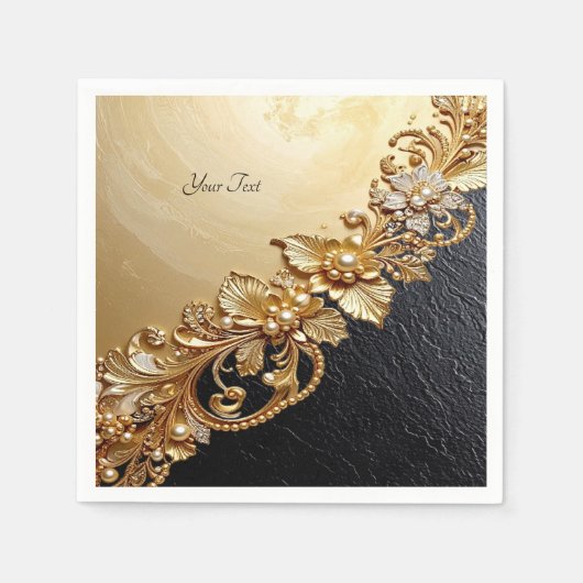 Gold Floral Embellishments Servet (Voorkant)